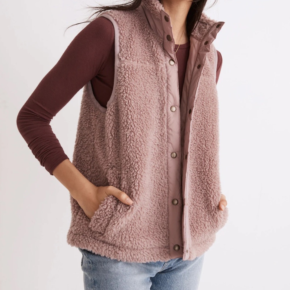Madewell Pink Sherpa Vest